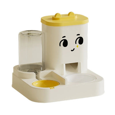 Pet Cartoon Feeding And Watering Dispenser With Large Capacity