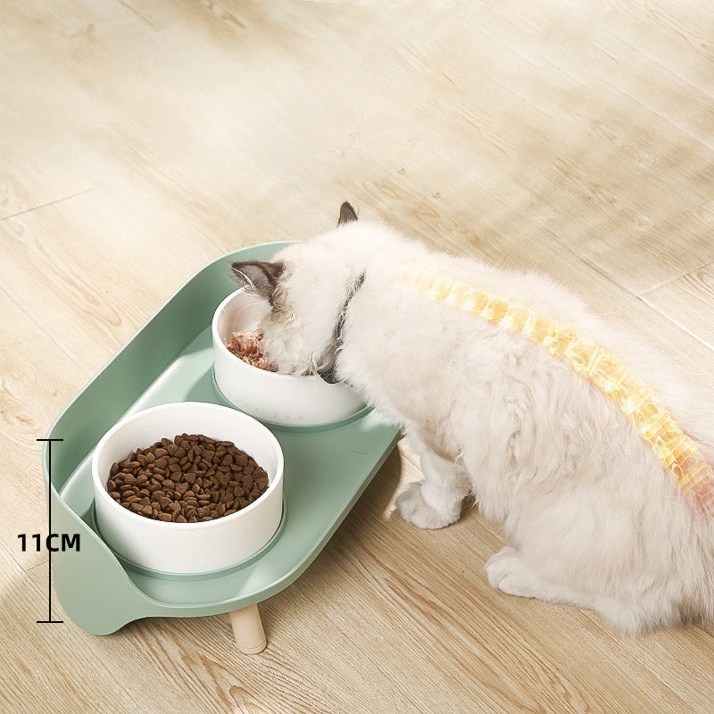 Pet Bowl Tilted Cat Double Protect Cervical Dog Bowl Dish