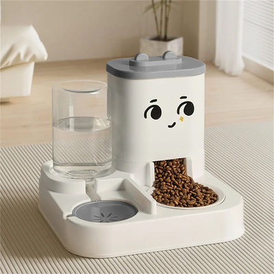 Pet Cartoon Feeding And Watering Dispenser With Large Capacity