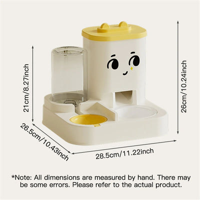 Pet Cartoon Feeding And Watering Dispenser With Large Capacity