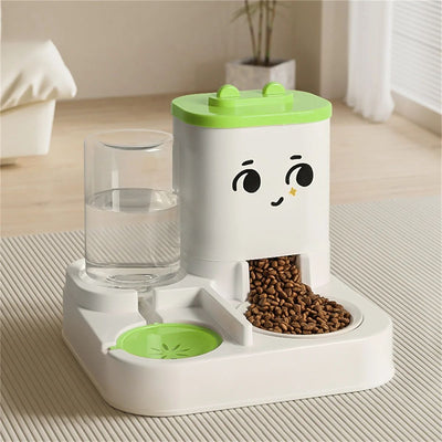 Pet Cartoon Feeding And Watering Dispenser With Large Capacity