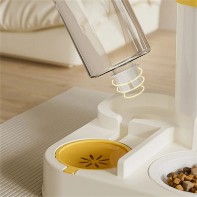 Pet Cartoon Feeding And Watering Dispenser With Large Capacity